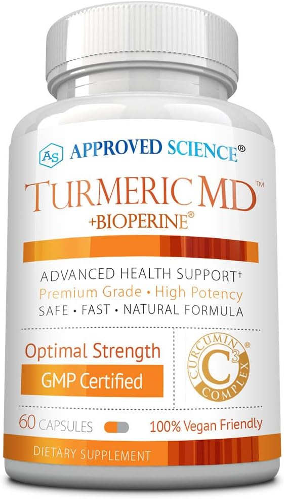 Disetujui Ilmu Pengetahuan Turmeric MD - dengan BioPerine & 95% Standardized Turmeric Curcuminoid - 60 Capsules (Persediaan 1 Bulan)