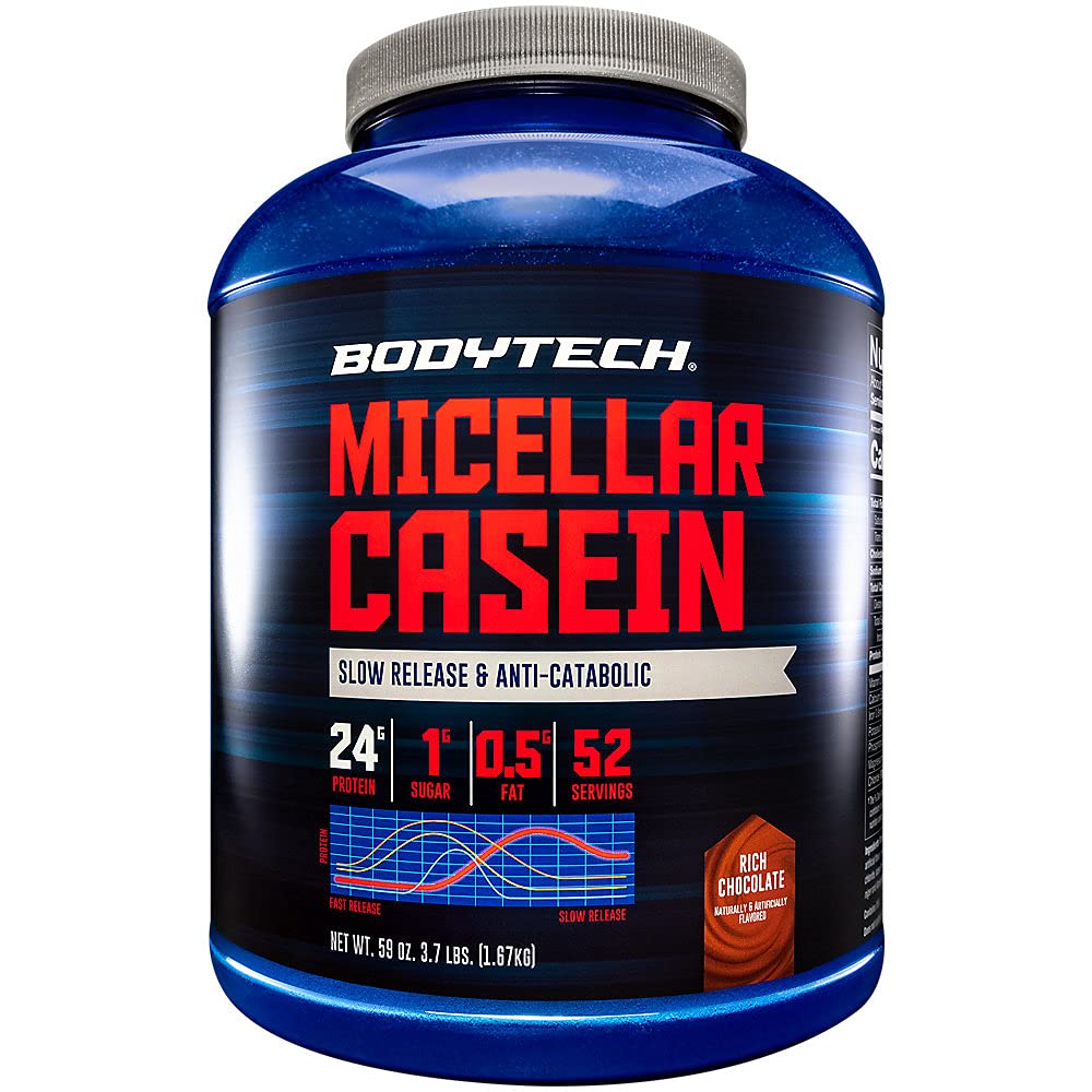 BODYTECH Mivault Casein Powder, Slow Rilis for Overnight Muscle Recovery - 24 Grams Protein per Serving - Coklat Kaya (4 Pound)