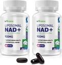 900 mg Liposal NAD + Tambahan dengan Trans Resveratrol 300 mg, menggantikan NMN, Penyerangan Superior, Penyesuaian NAD Plus True Tambahan untuk Perbaikan DNA dan Boost NAD +, Aging Pertahanan, Energi, 120 Softgels, 2 Pack
