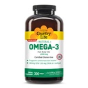 Country Life Omega-3 Fish Oil Suplement, 1000mg, 180mg EPA & 120mg DHA, Fish Oil Konsentrat, Burpless, 300 Softgels, Cerdened Gluten Free