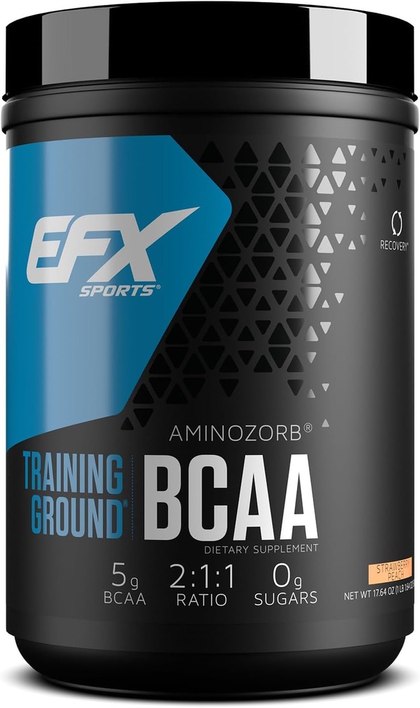 Pelatihan Olahraga EFX BCAA 124; Fully Stable, Sangat Soluble Acids Suplemen 124; Pre, Intra, atau Post Workout 124; Sugar Free 124; 500 Grams (Peach Strawberry)