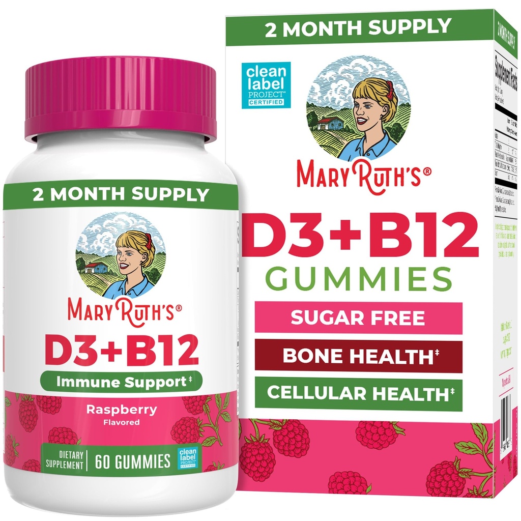 MaryRuth Organics Sugar Free Average 124; 2 Bulan Suply 124; Vitamin D & B12 Vitamin Suplemen untuk orang dewasa & Anak-anak; Bone Health 124; Ammune Dukungan 124; Vegan 124; Non-GMO 124; 60