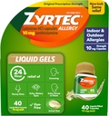 Zyrtec 24 Hour Relief Liquid Gels, Antihistamin Capsules dengan Cetirizine HCI Medicine for All-Day Relief from Runny Nose, Sneezing, Itchy Eyes & More, 40 Count