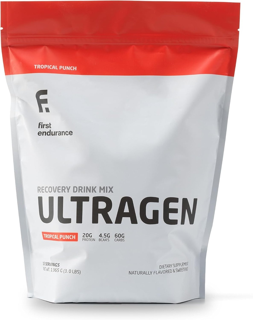 ENDURANCE PERTAMA Ultragen Recout Powder, Protein Mix, Boosts Energy, Mempercepat Pemulihan 124; Pukulan Tropis, 15 Hamba