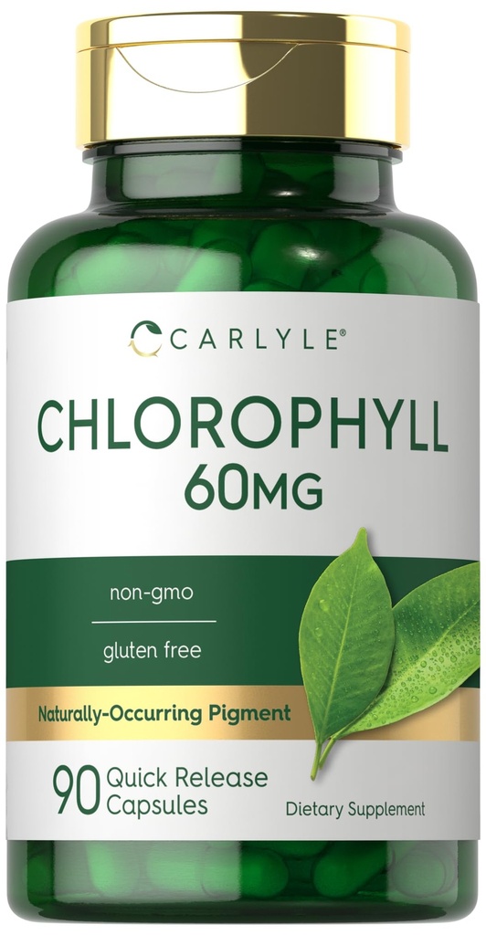 Carlyle Chlorofil Pil 124; 90 Capsules 124; Secara alami Occurring Pigment 124; Chlorofil Konsentment Suplemen 126; Non-GMO, Gluten Free Complex