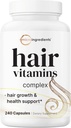Mikro Ingrediens Rambut Perkembangan Vitamin untuk Perempuan & Pria, 240 Capsules 124; 14 - 1 Formula dengan Biotin, Collagen, Keratin, Saw Palmetto & More 124; Thecker, Fuller, Nanshes Thinning & Loss Hair Support