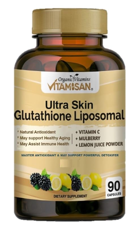 VITAMISAN Glutathione Liposal, NAC, Milk Thistle, Collagen, Total, 90 Kapsul, Dibuat di USA, Segar