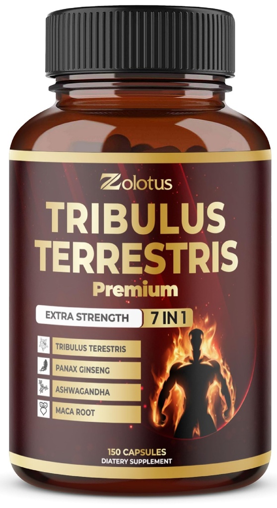 Tribulus Terrestris Suplement for Men & Women, 5-Month Supply with Ashwagandha, Panax Ginseng, Saw Palmetto, Maca, Shilajit, 150 Count