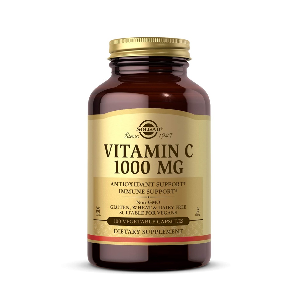 Solgar Vitamin C 1000 mg, 100 Vegetable Capsules - Antioksidant & Imune Dukungan - Overall Health - Healthy Skin & Joints - Bioflavonoid Suppplemen - Non- GMO, Vegan, Gluten Free, Kosher - 100 Servis