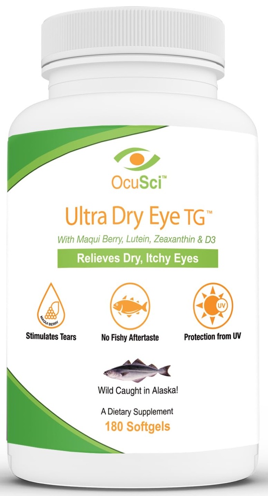 Formulir untuk Bantuan Relieve Dry, Mata Gatal - 1700mg Triglyceride Omega-3 + EPA & DHA, Lutein, Luxanthin, B12, D3-60 Servings (Ultra Dry Eye, UDETG - 2 Bulan)