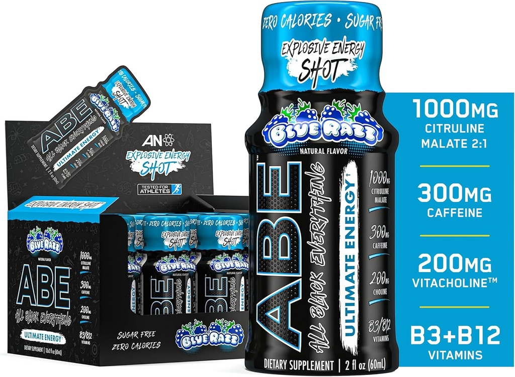 Semua Black Everything Energy Shots 124; 12 Pack 124; 300mg Caffeine 124; Blue Razz 124; Zero Sugar 14; Energy Focus Supplemen 124; Nootropic Blend for Gym or Work