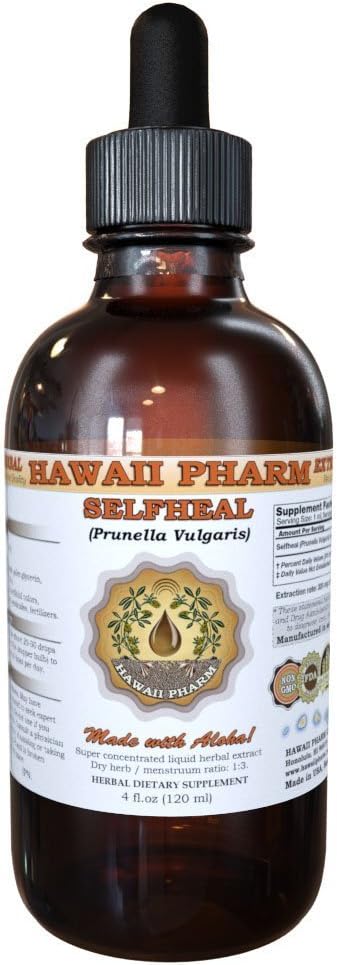 Selfheal Liquid Extract, Organic Selfheal (Prunella Vulgaris) Tincture, Herbal Suplement, Hawaii Pharm, Made in USA, 4 f.oz