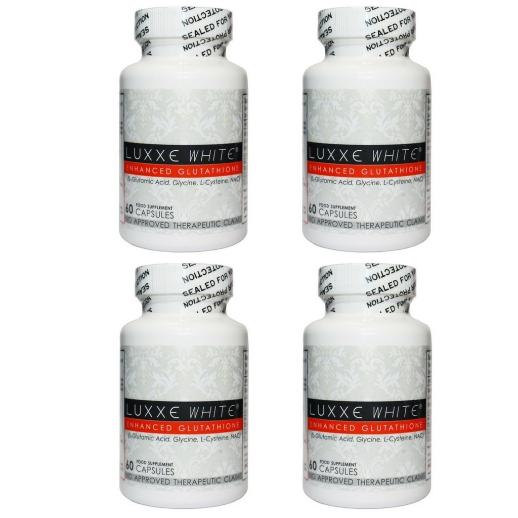 4 Botol 60 Caps Luxxe White Enhanced Glutathione - Effective Skin Whitening Suplemen