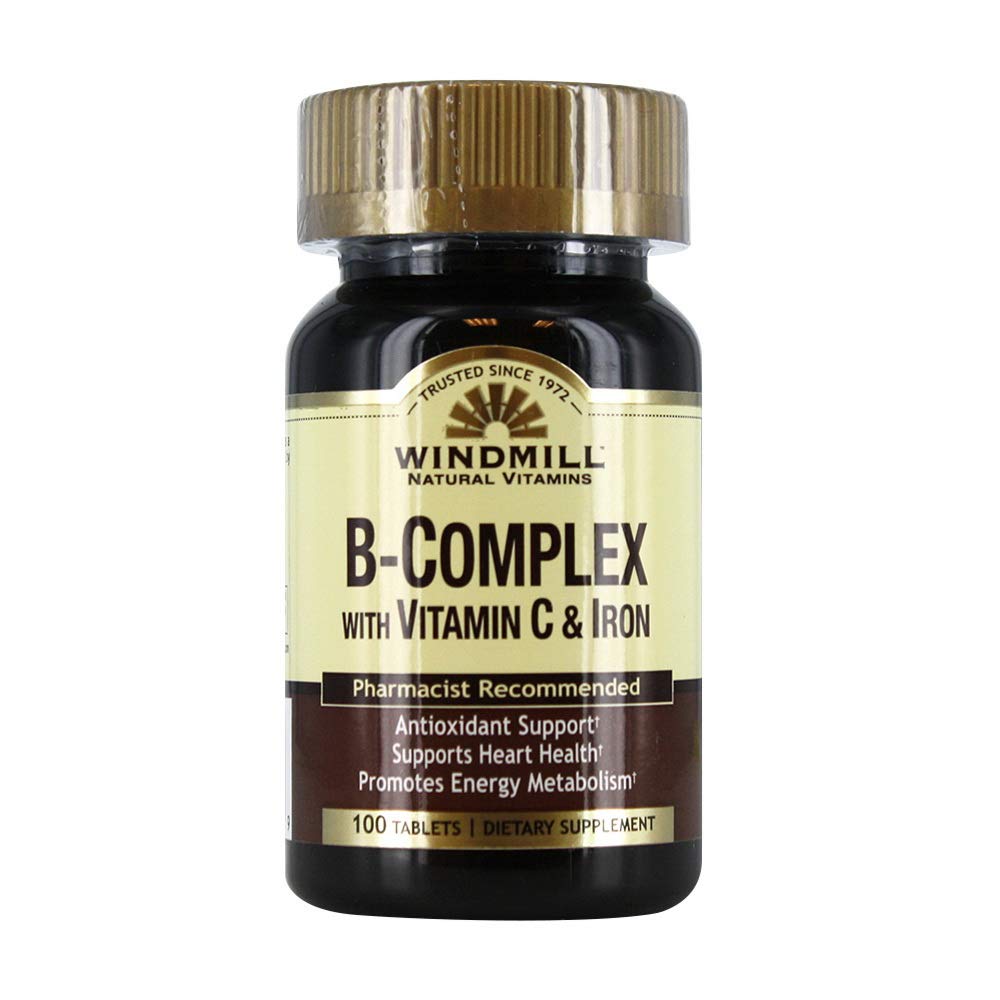 Kincir B- Kompleks Tablet dengan Vitamin C dan Iron Suplemen - 100 Ea
