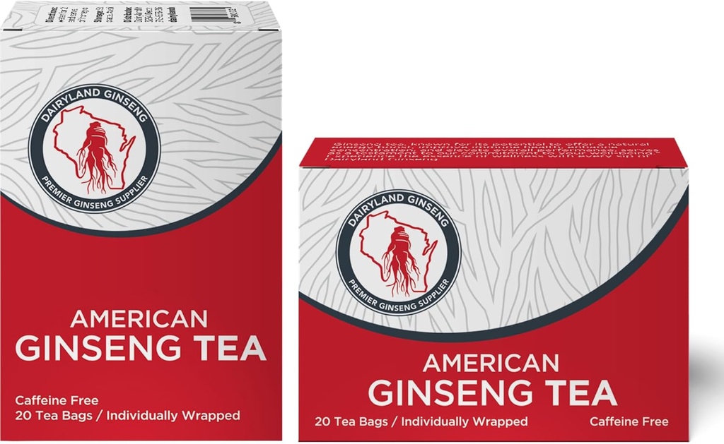 Dairyland American Ginseng Tea Bags (40 ct) - Premium Wisconsin Ginseng Tea - Authenc American - Non-GMO, Gluten Free Drink