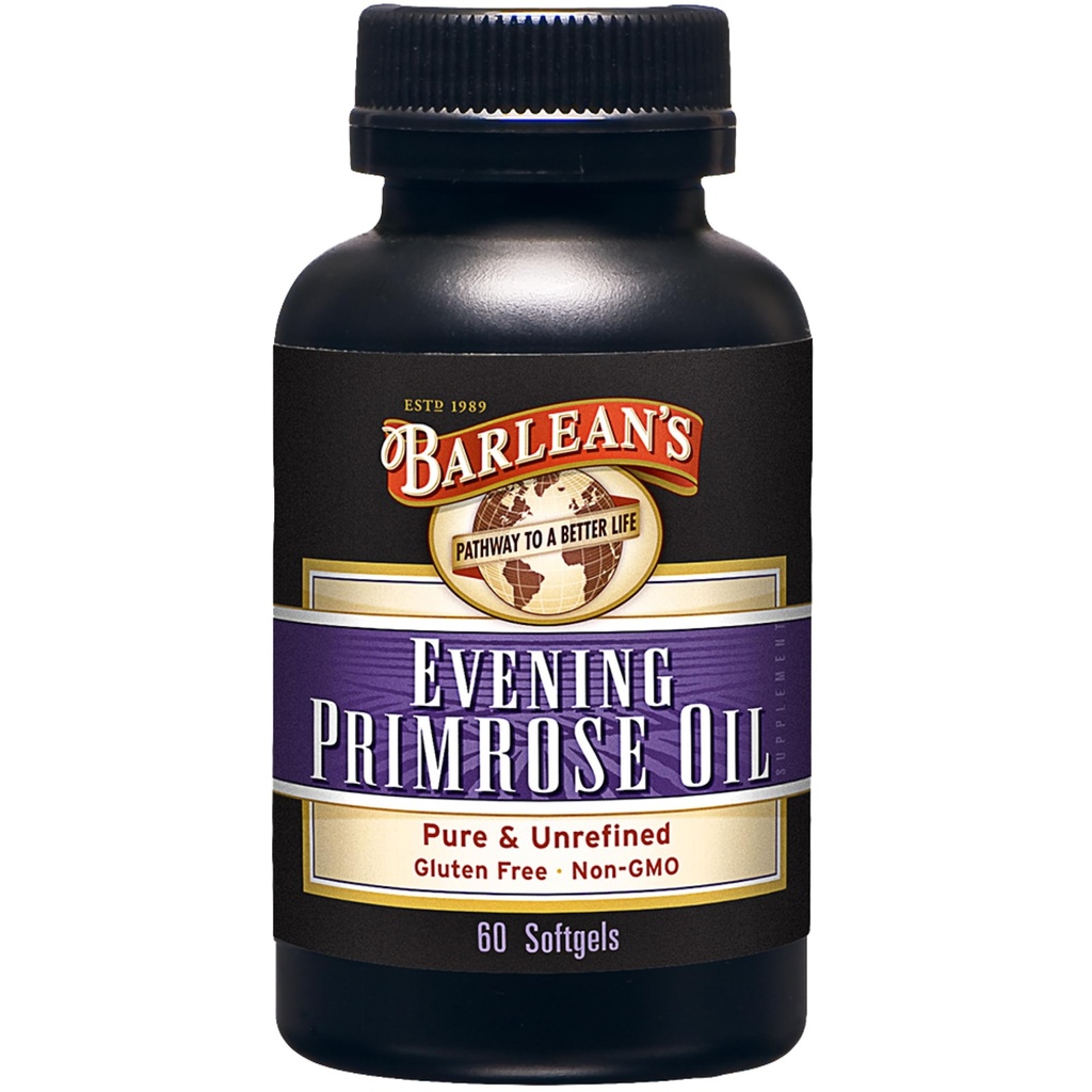 Barlean 's Evening Primrose Oil Softgeels with Gamma - Linolenic Acid (GLA) - Non-GMO, Gluten- Free - 60- Softgels