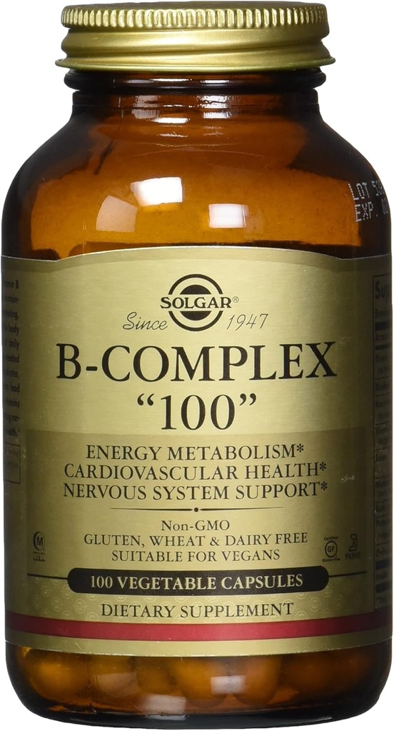 Solgar B-complex "100", 100 Vegetable Capsules - Heart Health, 100 Count (Paket 12)