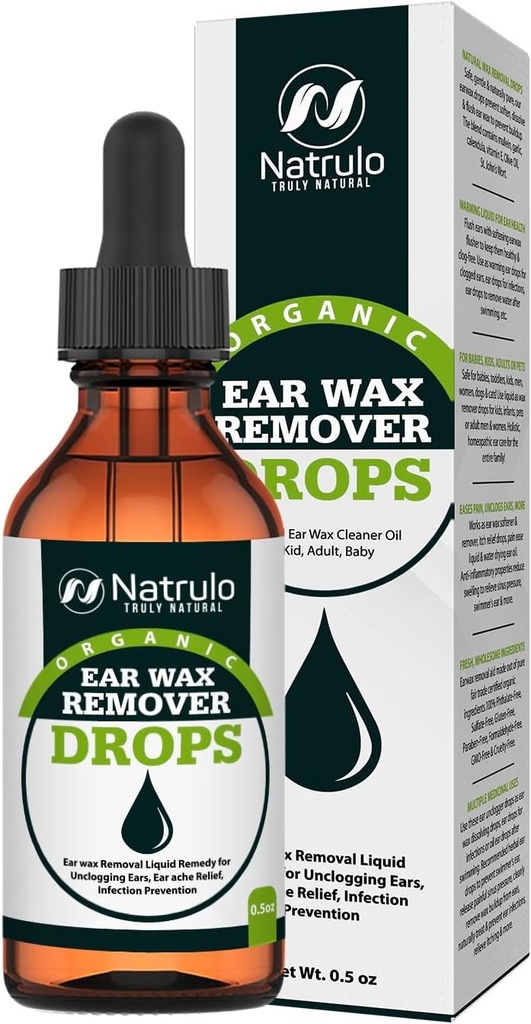 Oil Pembersih Telinga Organik Wax Removal Menjatuhkan untuk Telinga Membungkus - Natural Ear Wax untuk Anak, Dewasa, Bayi - Liquid Removal Ears, Ear Kesehatan (Dibuat di Amerika Serikat)