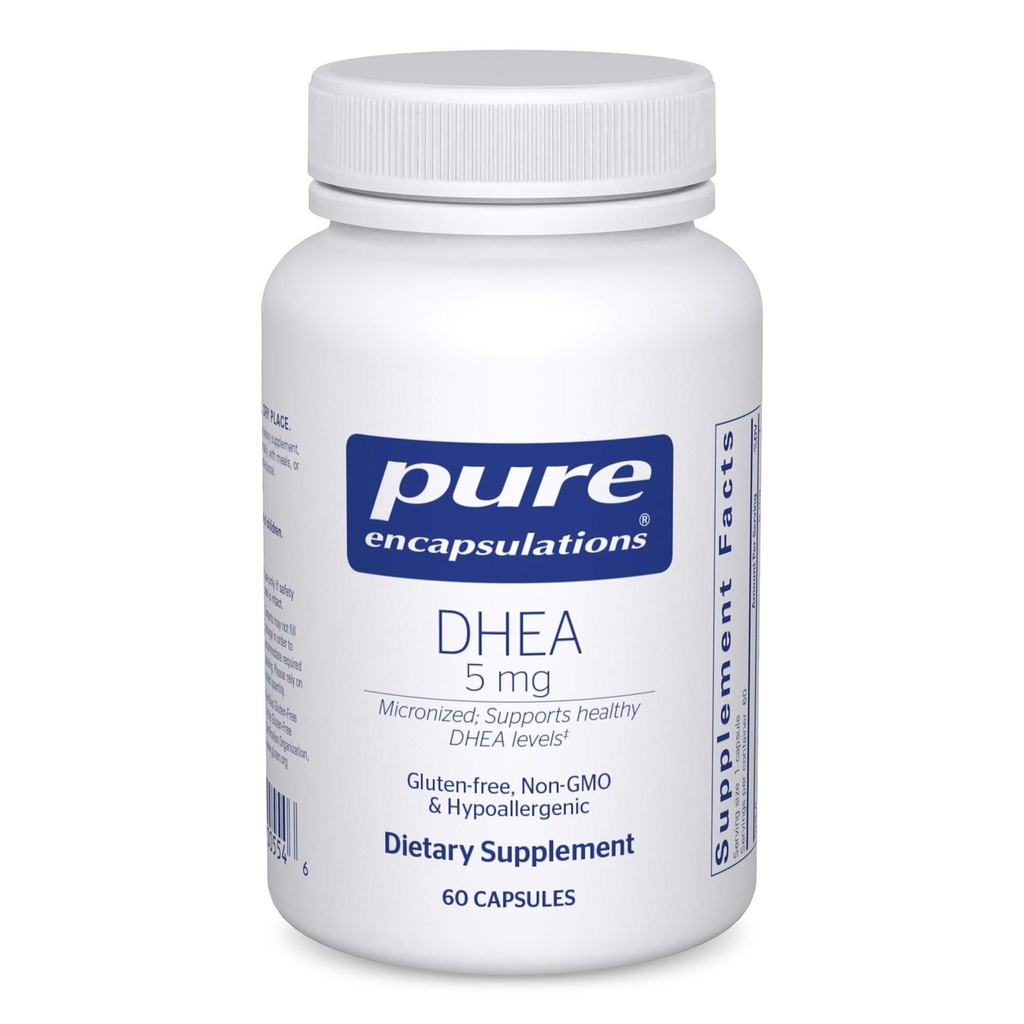 Encapsulasi Murni DHEA 5 mg - Dukungan kekebalan & Hormon * - Dikomronisasi DHEA - Gluten Bebas & Vegan - 60 Kapsul