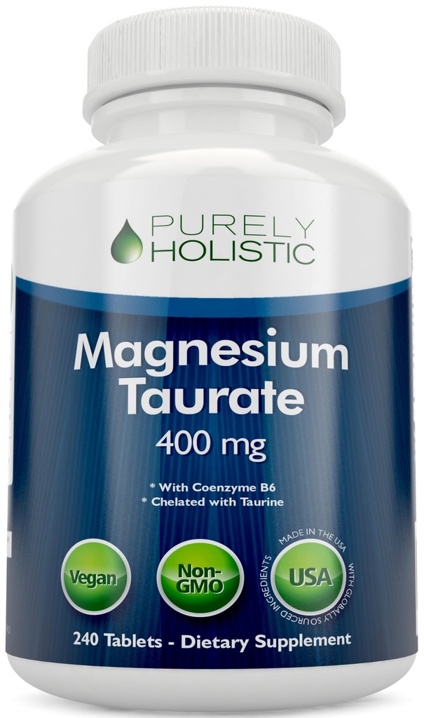 Magnesium Taurat 400mg Tablet - Melengkapi Magnesium dengan Taurine dan Koenzim B6 - Kompleks Absorpsi Tinggi untuk Kesehatan Kardiovaskular, Otot dan Fungsi Nerve - Tableg 240