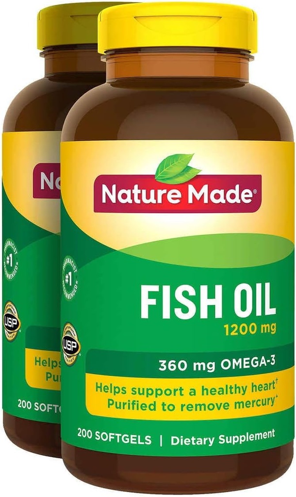 2 x 200Pk Alam Membuat Minyak Ikan 1200 mg Softgels Omega 3