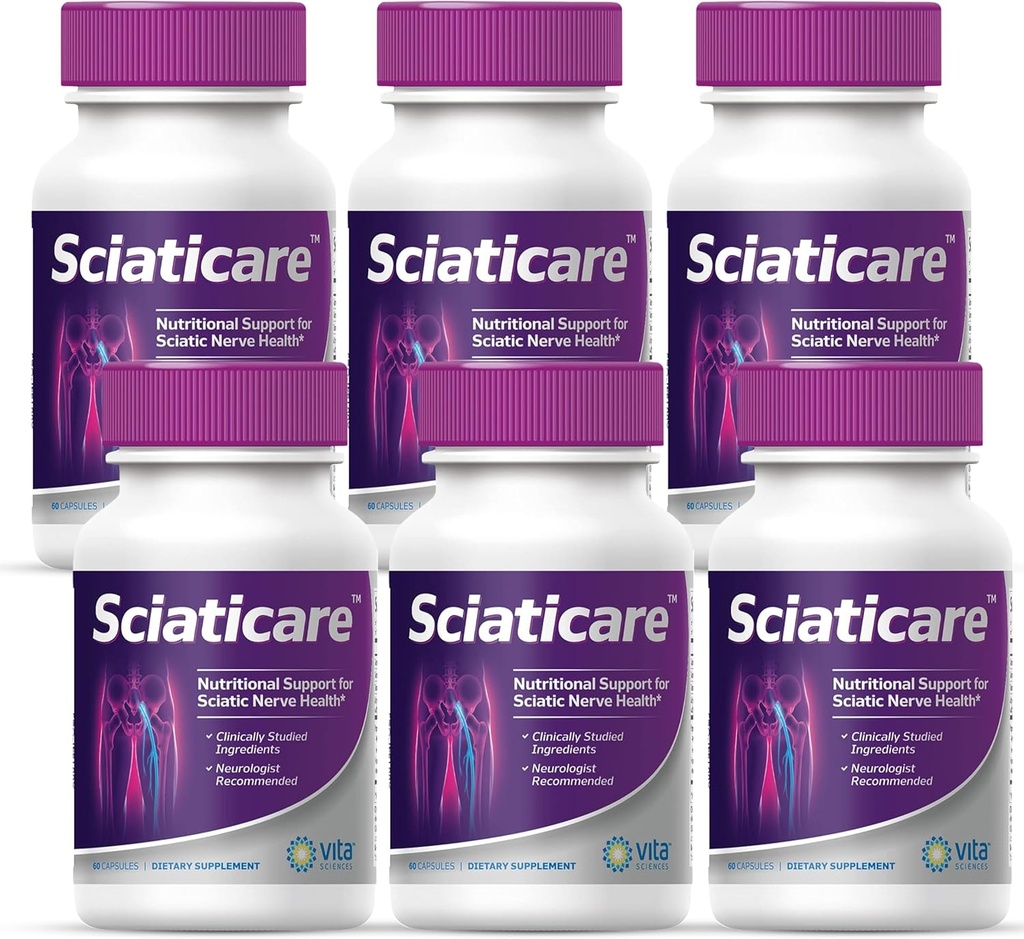 Vita Sciaticare Nerve Soothing Suplemen Vitamin dengan Formulir RALA 40X Kekuatan, NOT Synthetic Alpha Lipoic Acid (ALA) - Lower Lumbar Sciatic, Hip, Teat, Kaki, Kaki
