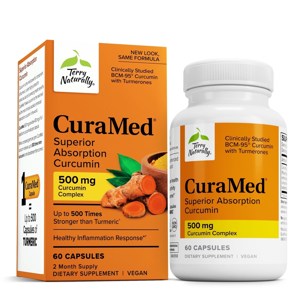 Terry Alammed CuraMed 500mg - Suplemen Antioksidant untuk Dukungan Kesehatan & Imune - Tambahan dengan Curcumin & Turmeric Estial - Herbal Liver - 60 Softgels