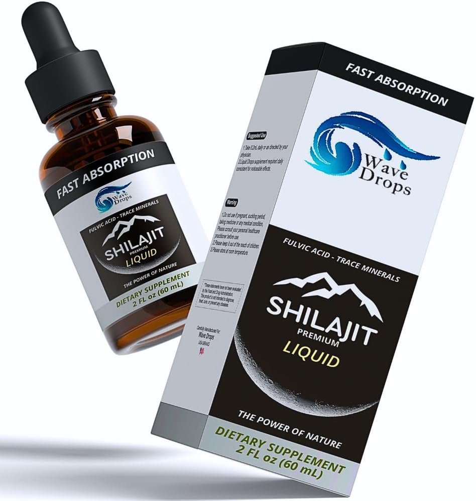 Pure Shilajit Resin Liquid £124; Potensi Tinggi, Autentik, Natural Alagly 124. untuk Detox Cleanse Immune During Brain Booster dan Energy 124; Berisi Acid Fulvic Trace Minevaine 124; 2 Fl Oz