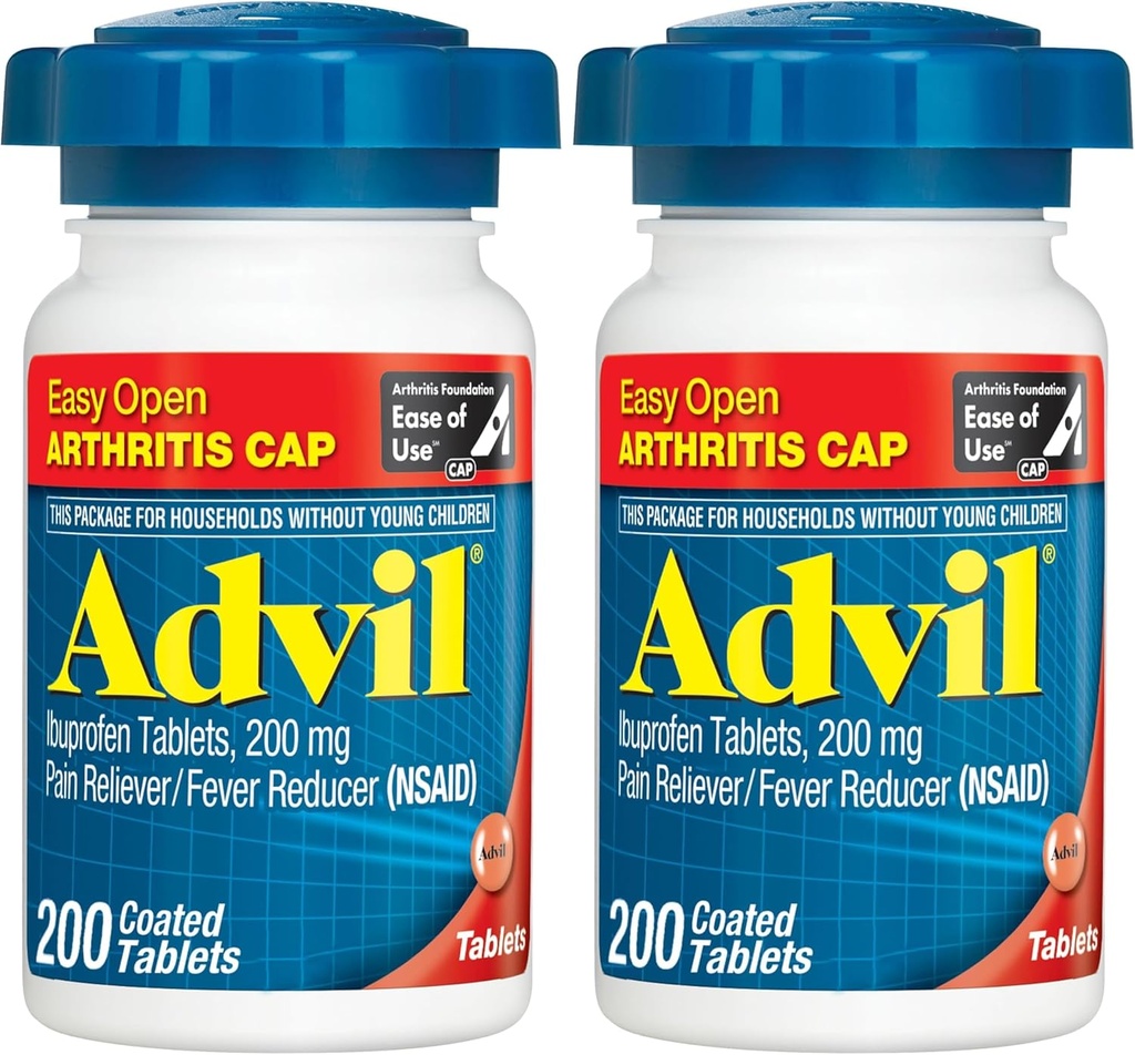 Advil Pain Reliever and Fever Reducer, Pain Relief Medicine with Ibuprofen 200mg for Joint Pain, Muscle Ache and Minor Arthritis Pain Relief - 200 label Tablets with Easy Open Arthritis Cap
