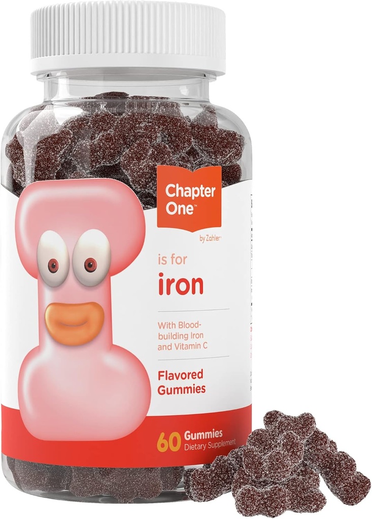 Zahler Iron Gummies dengan Vitamin C - untuk Perempuan, Pria & Anak-anak - Terbaik Chewable Mudah Digest Kosher Tambahan Besi untuk Anak-anak & Dewasa - 60 Cacah