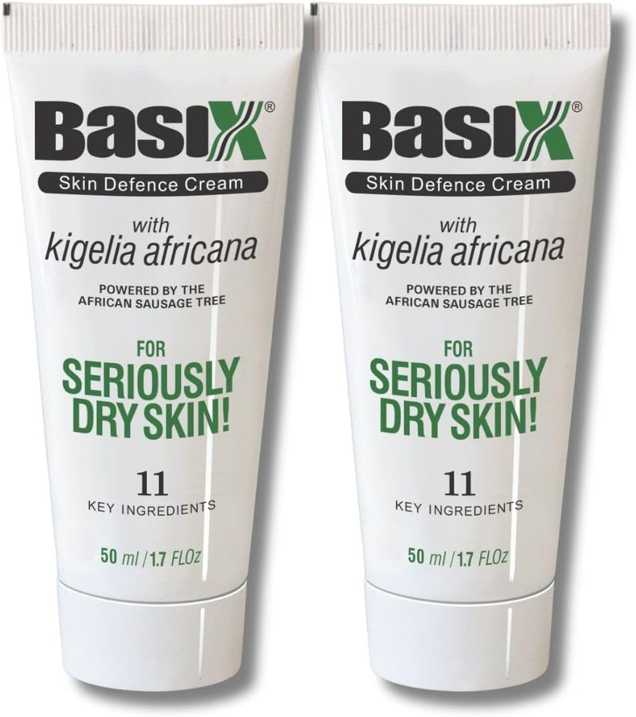 Basix Skin Deparent Reparts Cream (Twin Pack) Kigelia African Sasis Tree Soothes Eczema Psoriasis Dermatitis Acne Natural Ingreations for Dry Itchy Skin Ginger Plum Rosemary Vitamin E Rose Aloe