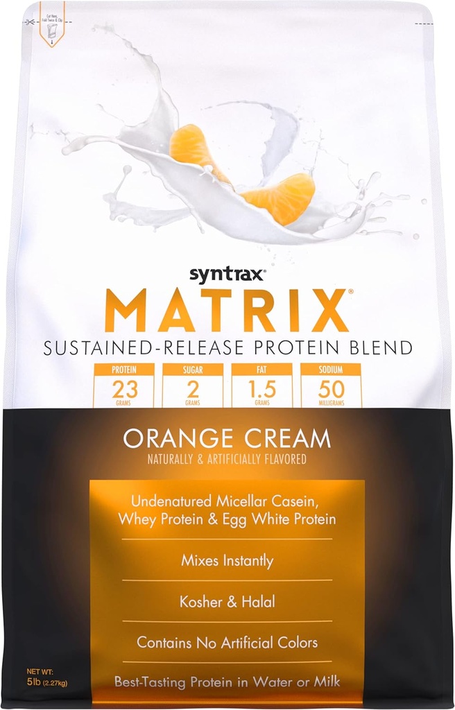 Syntrax Nutrection Matrix - Sustained- Demonance Protein Blend, Orange Cream, 5 lb.