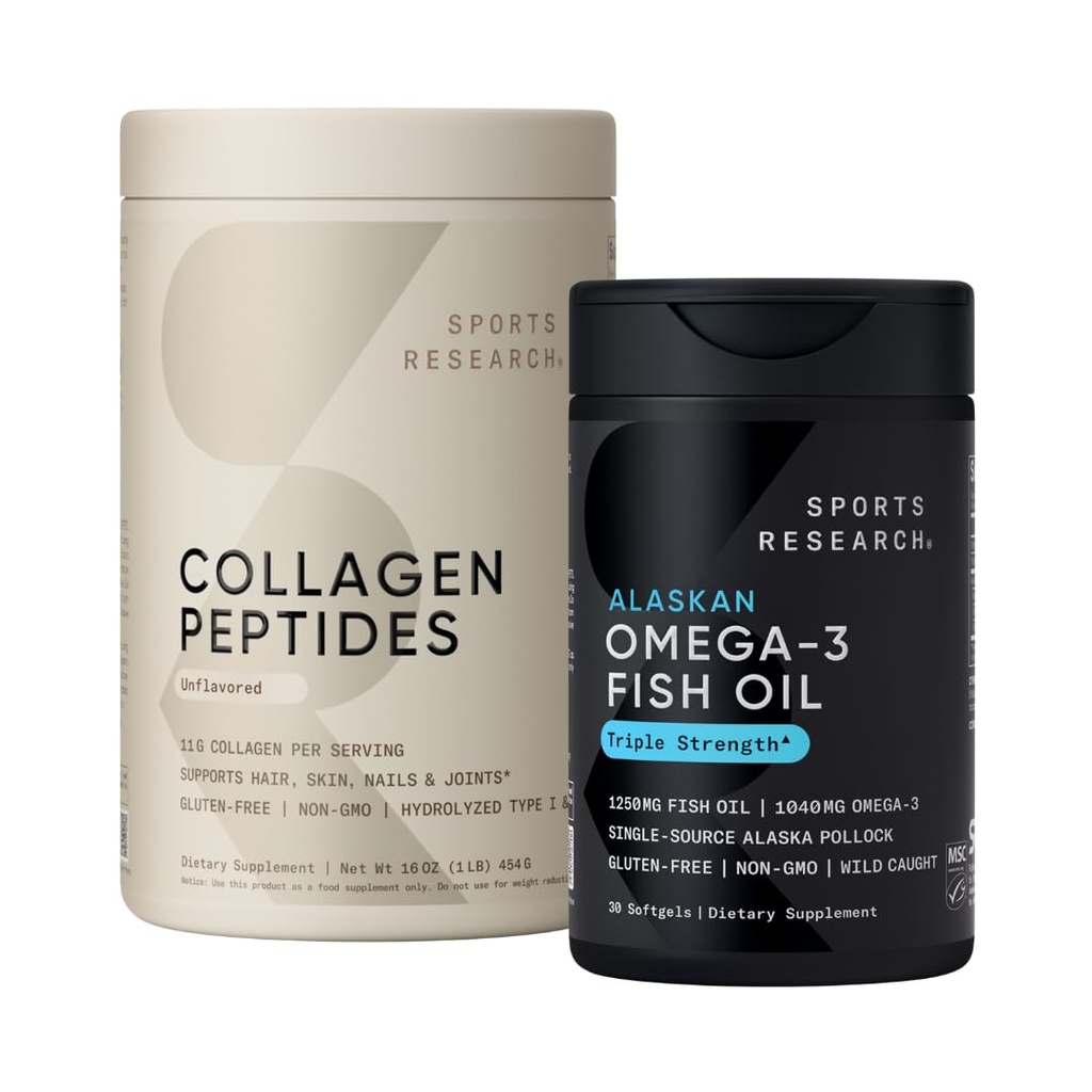 Penelitian Olahraga Triple Power Omega 3 Minyak Ikan 1250mg Tambahan Burpless dengan EPA & DHA Non-GMO, Gluten Free dan Collagen Peptides untuk Semua Genders Hydrolyzed Tipe 1 & 3 Powder Protein