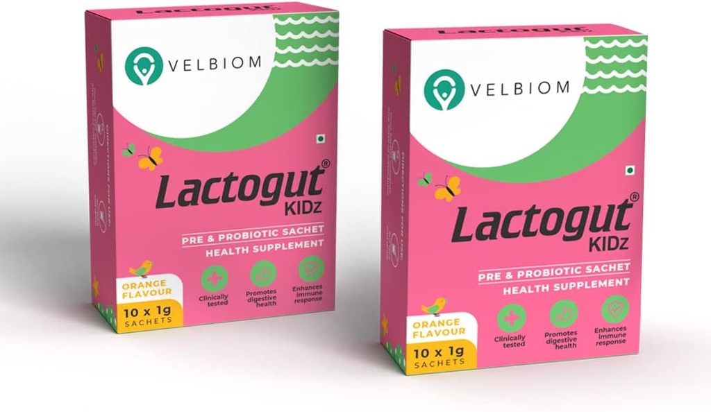 Lactogut Kidz Programder for Children Gut Health, Overall Wellness and Imunity Vegan Clinically Proven - Pack 2