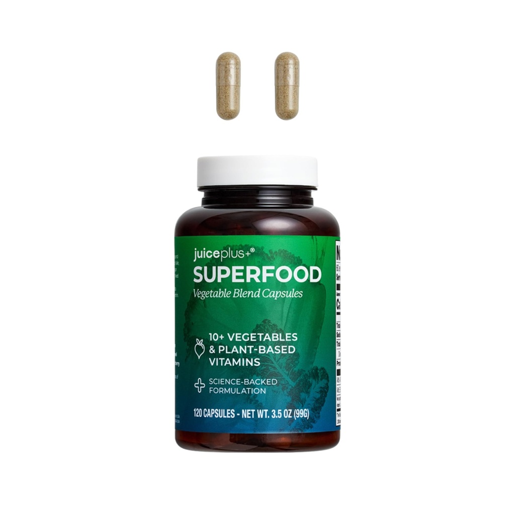 Juice Plus + Vegetable Blend: dengan Brokoli, Parsley, Tomato & More - Plant-Based, Vegan, Gluten- Free, Non-GMO, Kosher - for Heart, Imune, Cognitive & Skin Health - 1 Bottle (60 Servings)