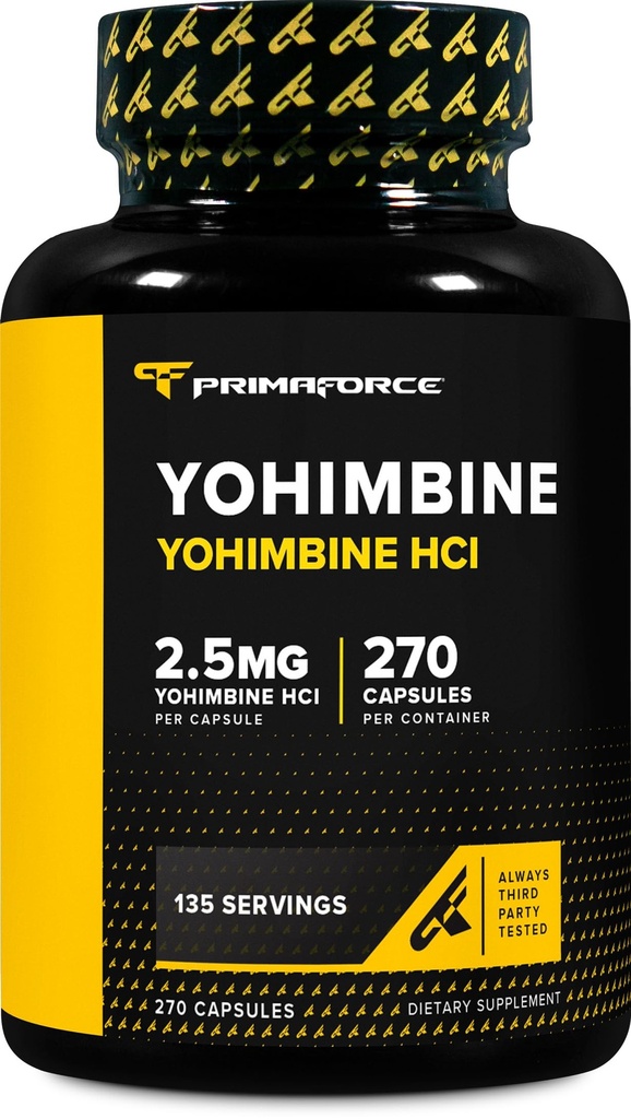 PrimaForce Yohimbine HCI 2.5mg, 270 Kapsul - Premium Suplemen, Boosts Performance, Zero Fillers, Non- GMO dan Gluten Free