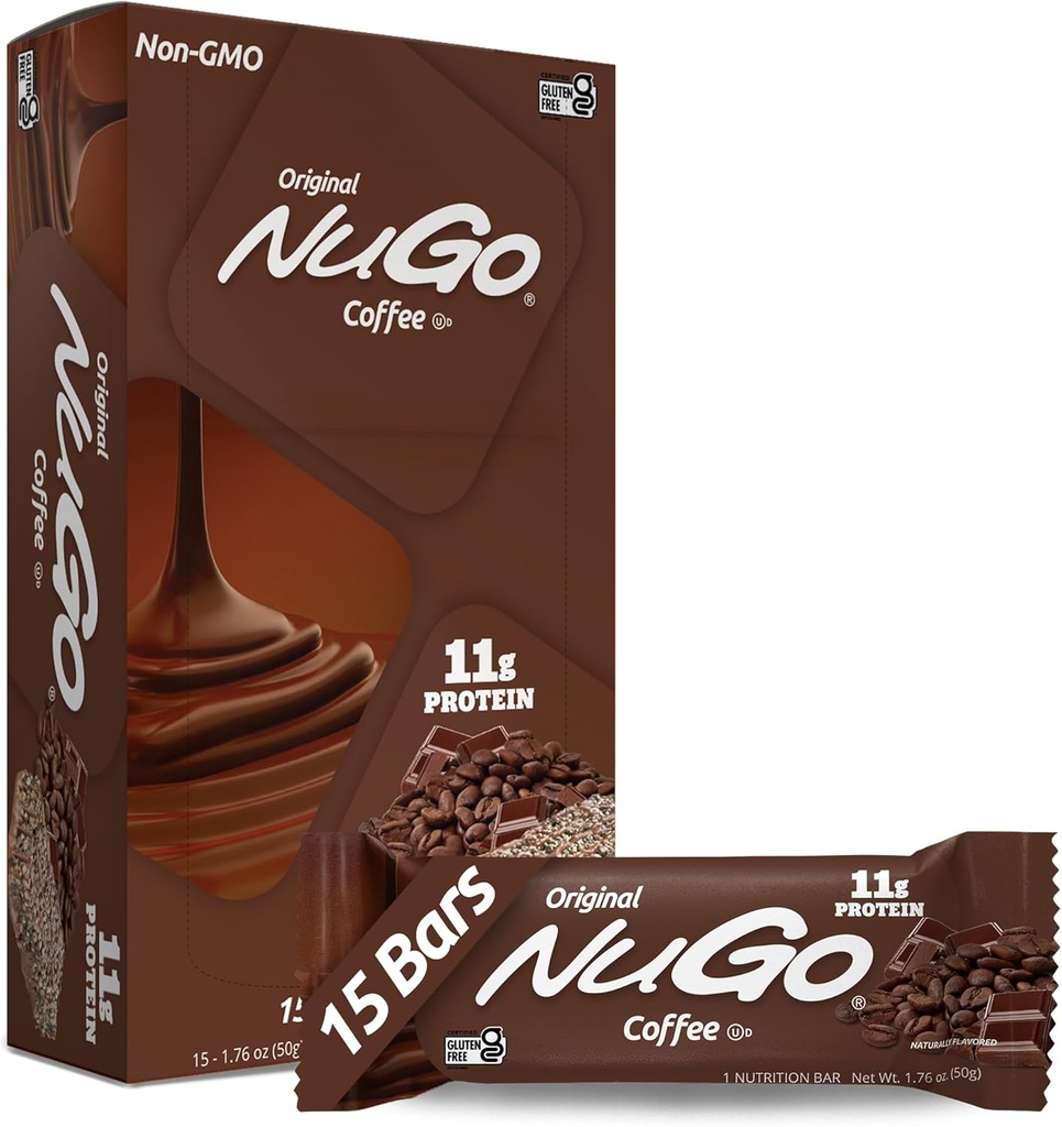 Nugo Protein Bar, Kopi, 11g Protein, Gluten Bebas, 15 Cacah