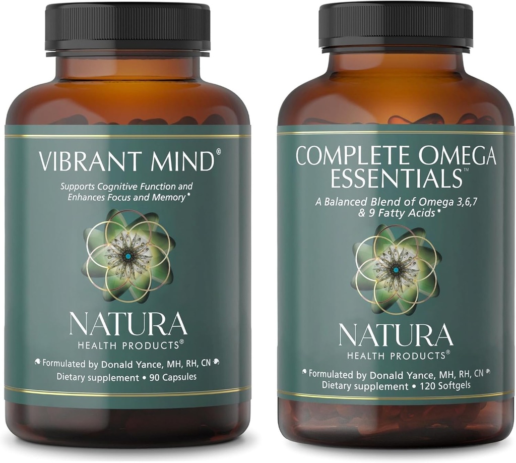 Tambahan Omega Essensial Bundle - Suplemen Otak Nootropic untuk Memori dan Fokus - Balanced Blend Omega 3, 6, 7, & 9 Acids Gendut