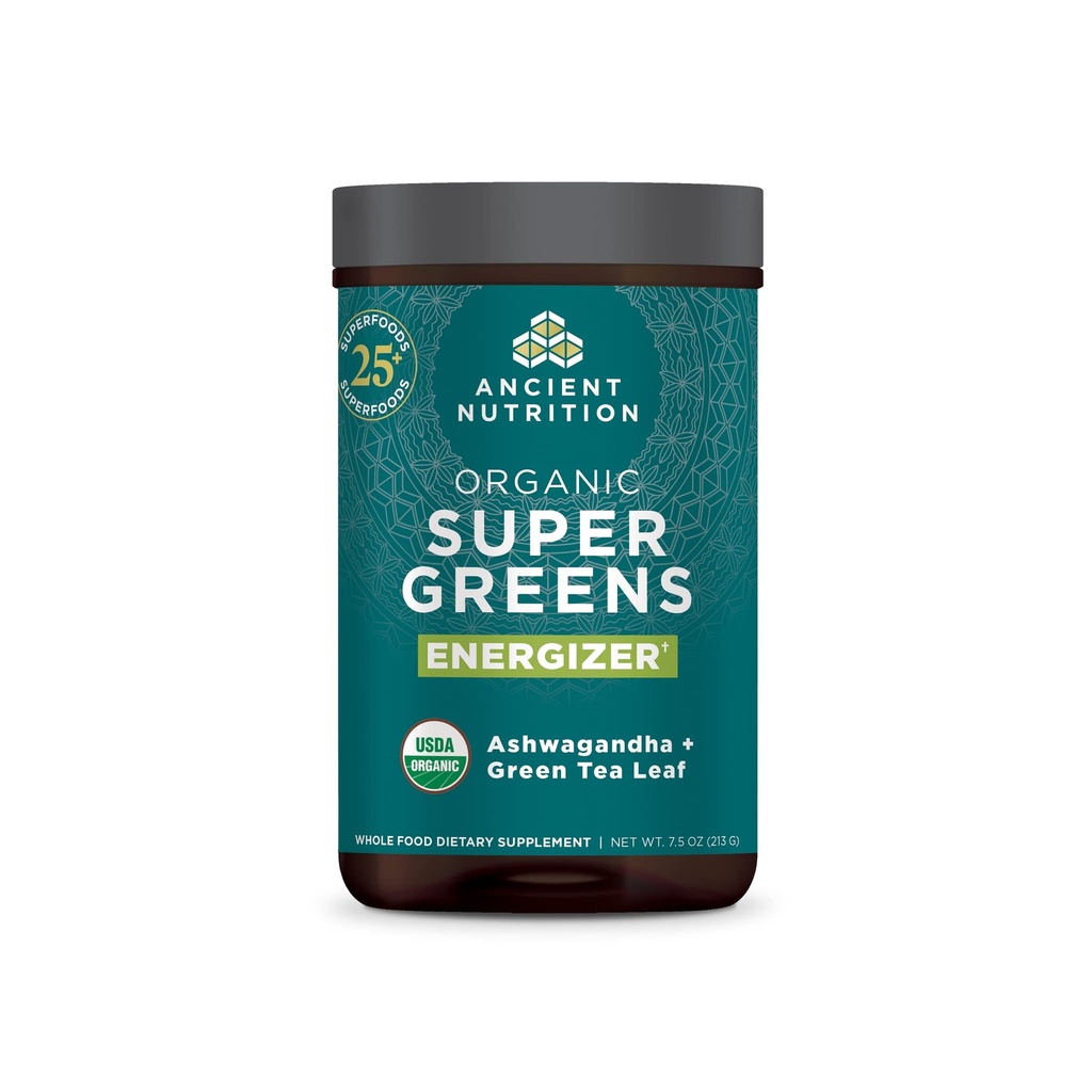 Nutrition Another Organic SuperGreens Energizer Powder dengan Progories dan B12, dibuat dari Real Fruit, Sayuran dan Herbs, untuk Digetification, Detoksifikasi dan Dukungan Energi, 25 Hamba