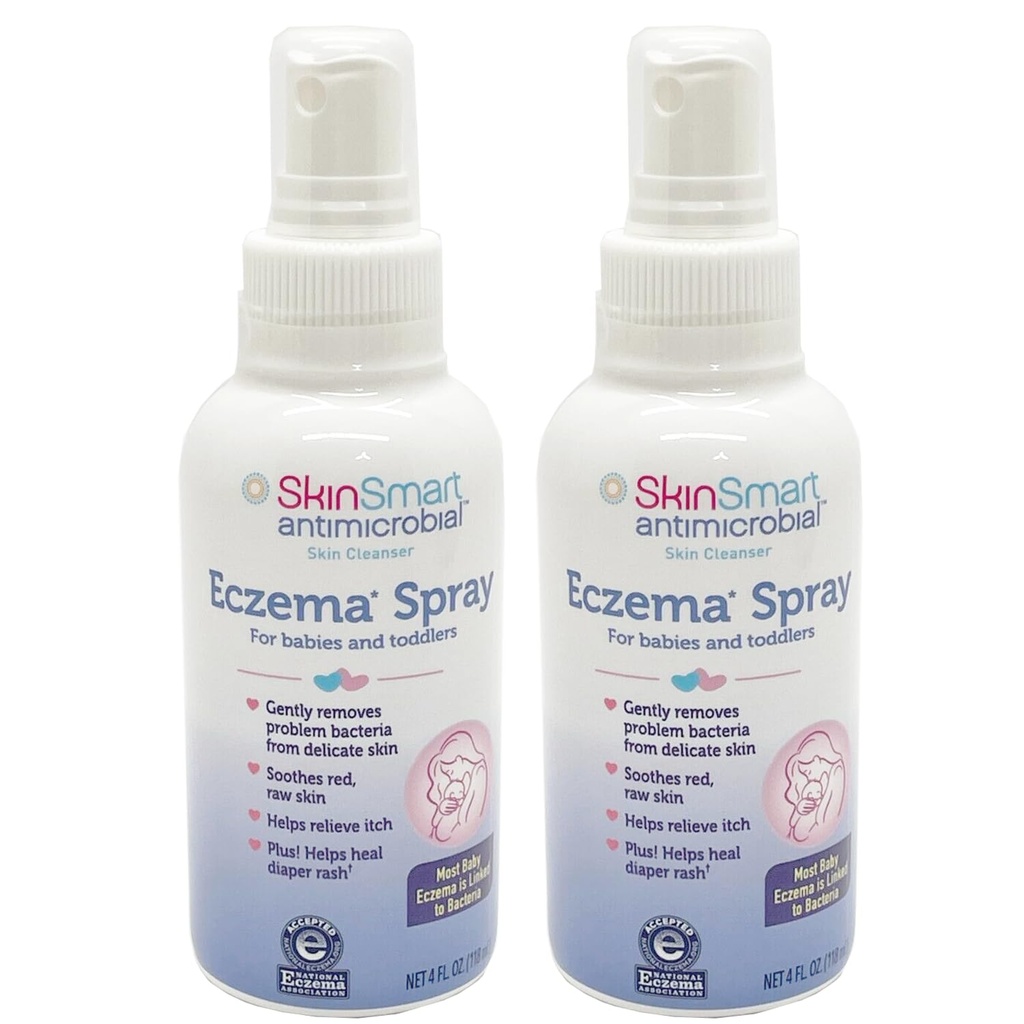 Skinsmart Eczema Spray for Baby and Toddlers, Menghapus Bakteri sehingga Skin Can Heal, 4 Ounce Spray (Paket 2) Aman untuk Delicate dan Raw Skin