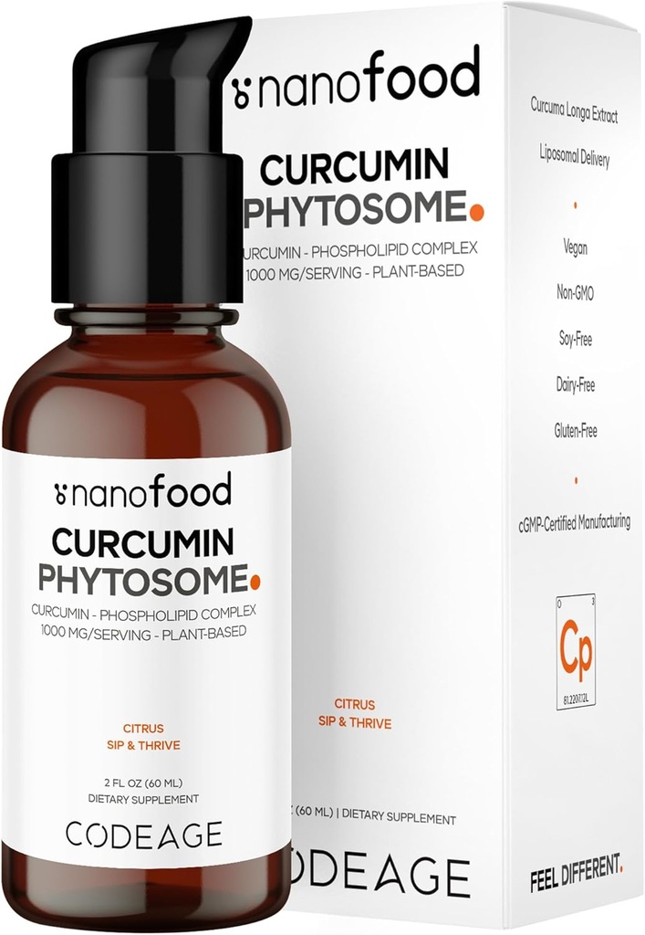 Codeage Lipomal Curcumin Phycumin Suquid Sugaric Vegan Drops, Plant