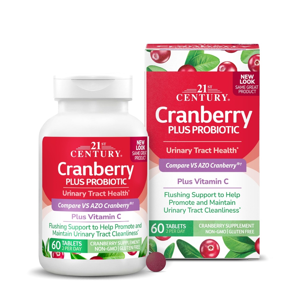 21 Century Cranberry Plus Probiotic Tablet, 60 Count