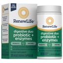 Renew Life Digetical Duo Probiotic and Enzymes Vegetarian Capsules, Probiotic Promotes Digetical Health, Fist- Akting Enzymes Aid Ditraffic, With Sootthing Herbs - 30 Count