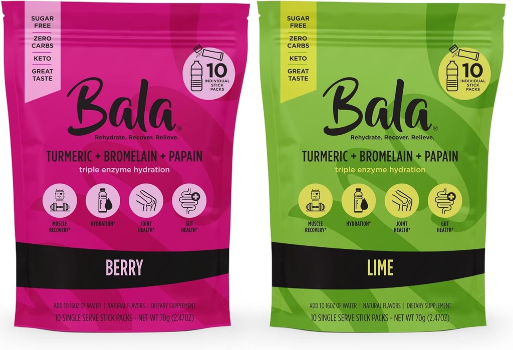 Paket Bubuk Enzyme Balla, Mix Hidration Bebas Gula untuk Kesehatan Gut, Dukungan Imune, Flavors Alam, 10 Pack