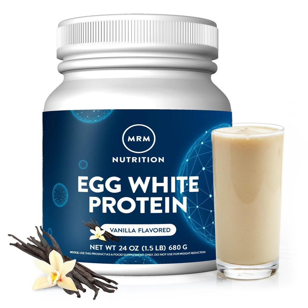 MRM Nutrition Egg White Protein 124; Vanilla Flavored 124; 23g Fat-Free Protein 124; dengan enzim Digetical 124; Nilai Biologis Tertinggi: 124; Clinically Tested 124; 20