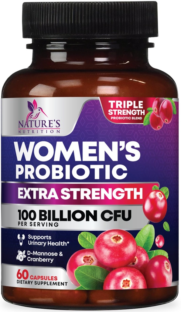 Progres for Women Digetical Health Support - 90 Million CFU Women 's Probiotic, 16 Strains, Cranberry, Probiotic Vaginal dengan Pregren, PH, Imune, Urminary, & Feminine Health Support, 60 Capsules