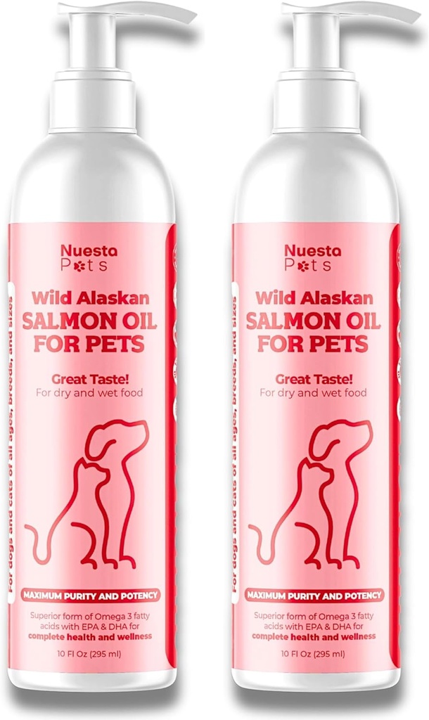 Pets 2-Pack Wild Alaska Salmon Blend for Dogs & Cats 124; Omegaga-3 Boost & Shed & Shed 124; Enhances Coat & Skin, Allergy & Dandruff Relief 124; Coat Support and Treatment - 20 Fl Oz Total