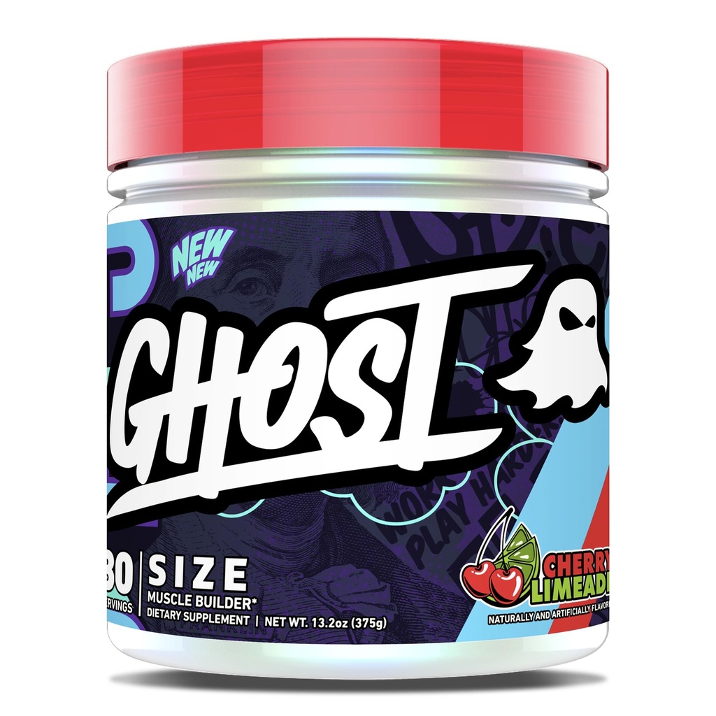 GHOST Size Muscle Builder Dieter Supplemen - Cherry Limeade, 30 Hamba - Dukung Muscle Growth & Power Building for Men & Women