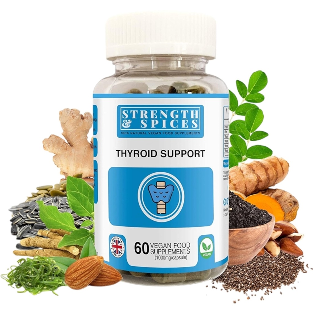 Kekuatan & Spices - Dukungan Thyroid, Tambahan Idein dengan Root Maca, Sea Kelp, Kacang Brasil dan Ashwagandha, 60 Kapsul