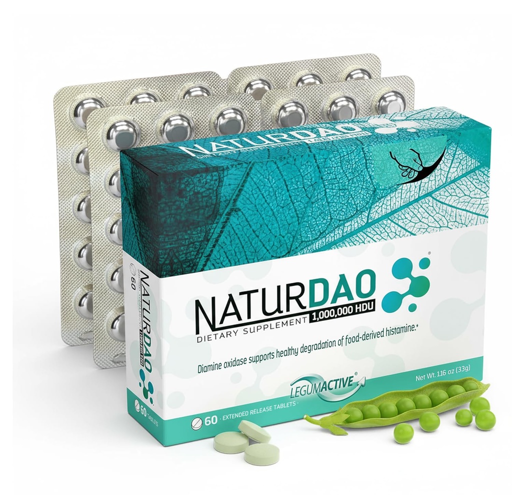 NATURDAOCOM LEGUMACTIVE NATURDAO ® DAO Enzyme 1.000,000 HDU per Talet - DAO Enzyme Suplemen - Blok Histamin - Diamine Okxidase - Inftoleransi Makanan - 60 Tambahan Tablet